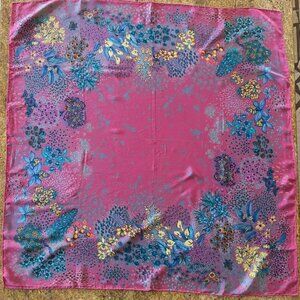 Vintage Mantero Pink with Floral Design 32 1/2 x 33 1/2" Possibly Silk